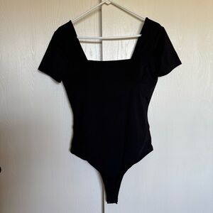 Klassy Network Square Neck Short Sleeve Bramisuit Size XXL in Black